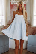 Reality Check Mini Dress - Blue and White