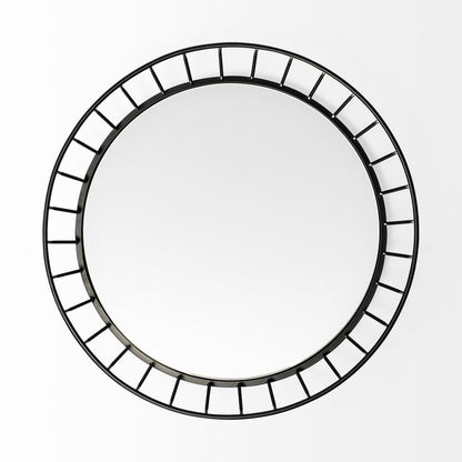 Helena 20L x 20W Black Metal Mirrored Bottom Round Serving Tray