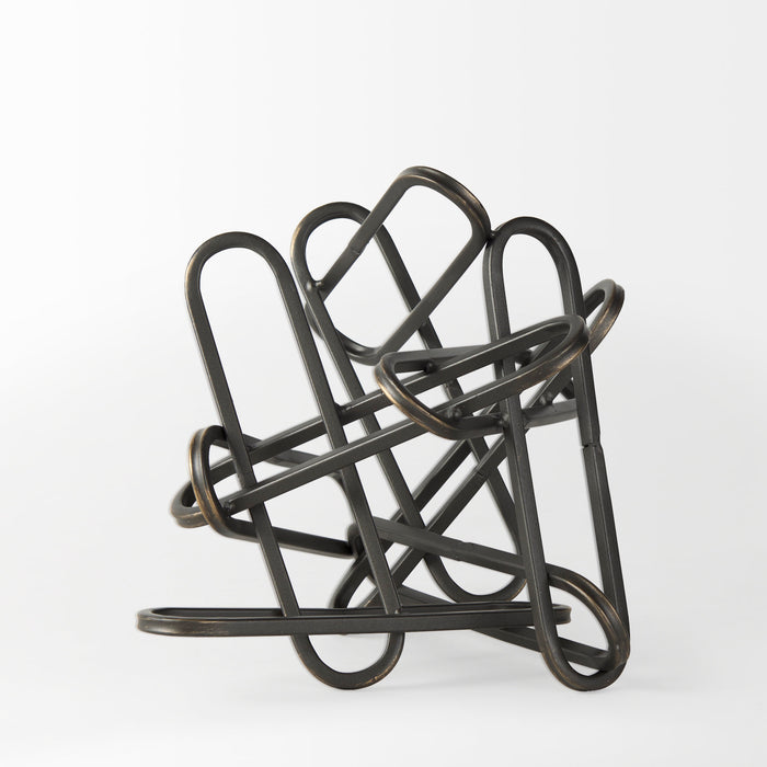Henderson 10.4L x 8.3W x 7.7H Black Metal Paperclip Decorative Object