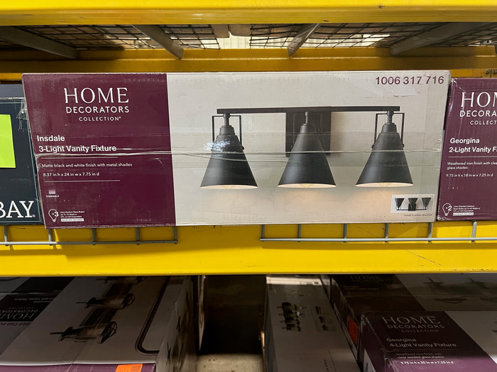 Home Decorators Collection Insdale 3 Light Vanity Fixture - Matte Black