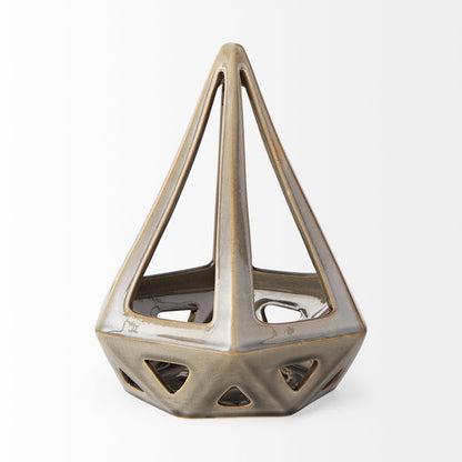 Hood 7.7L x 7.7W x 9.4H Bronze Geometric Ceramic Object