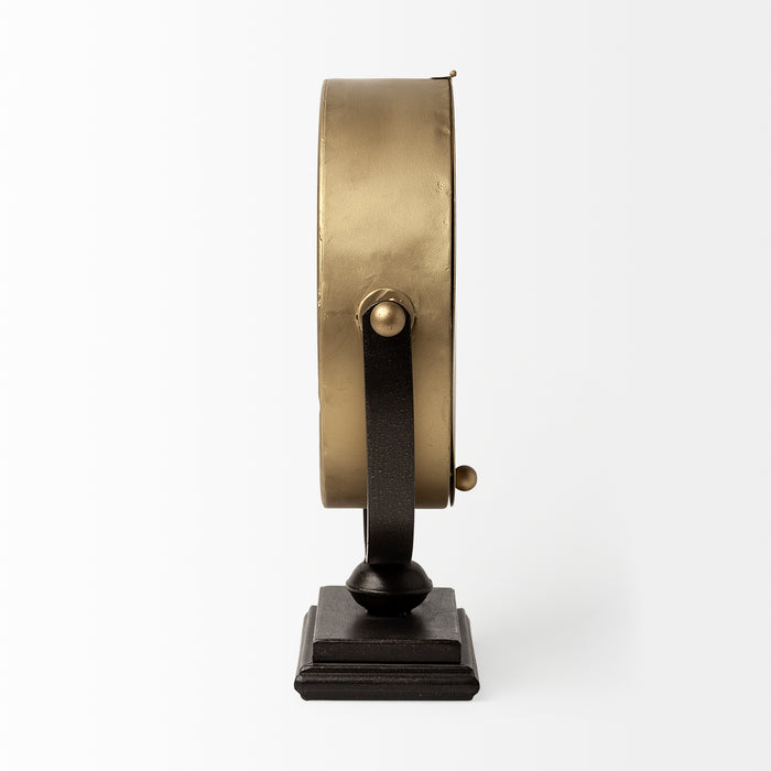 Houston Gold Metal Half Moon Base Table Clock