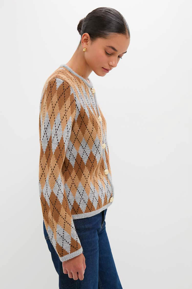 Brown & Grey Argyle Caspian Cardigan