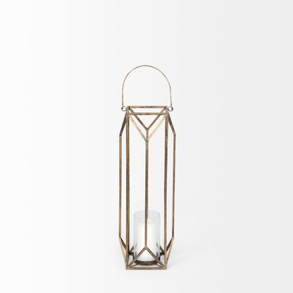 Ivy Small Gold Metal Geometric Cage Candle Holder Lantern
