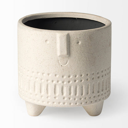 Jacob I Short White Ceramic Smiling Face Vase