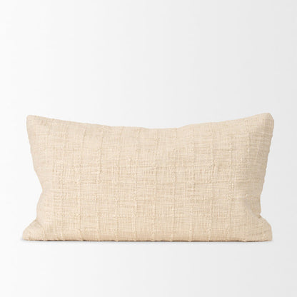 Jacory Cream Checker Textured Decorative Lumbar Pillow Cover