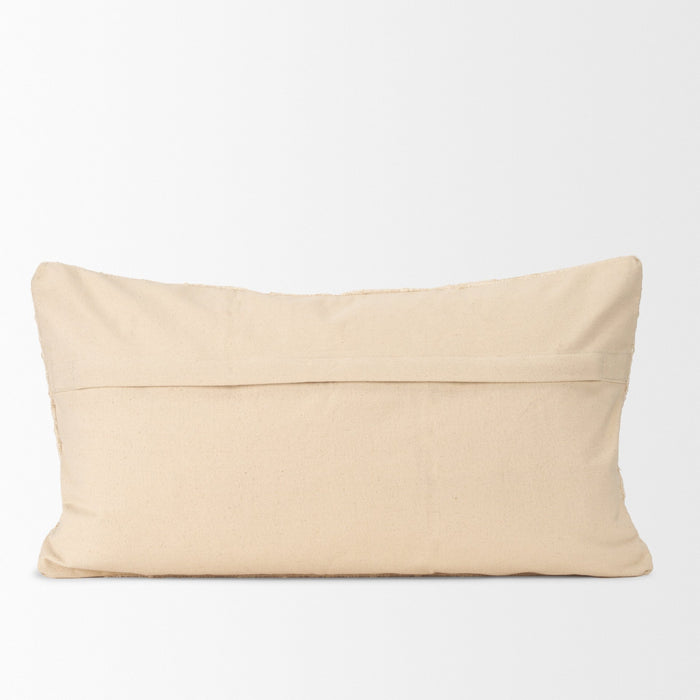 Jacory Cream Checker Textured Decorative Lumbar Pillow Cover