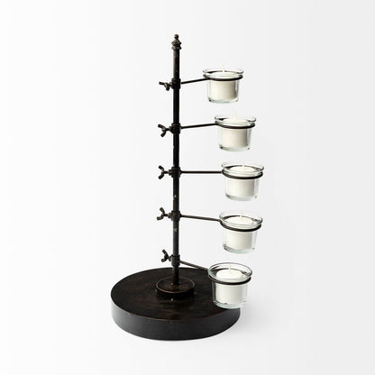 Jaran Black Metal Five Armed Tealight Table Candle Holder