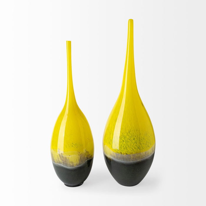 Jasse Large Yellow/Gray Ombre Glass Vase
