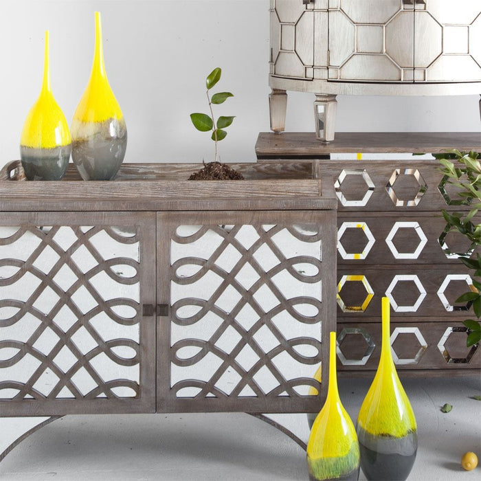 Jasse Large Yellow/Gray Ombre Glass Vase