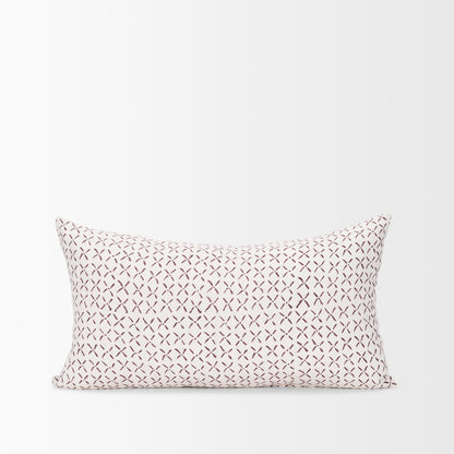 Jayden Cream w/ Merlot Print Linen Lumbar Decorative Pillow Cover