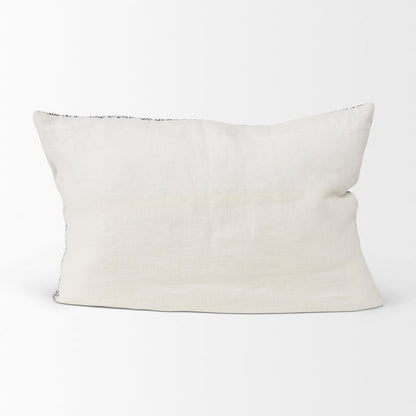 Jayne Cream w/ Indigo Print Linen Lumbar Decorative Pillow Cover