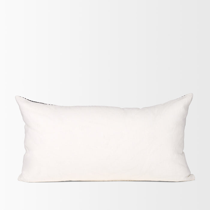 Jenna Cream w/ Black Print Linen Lumbar Decorative Pillow Cover