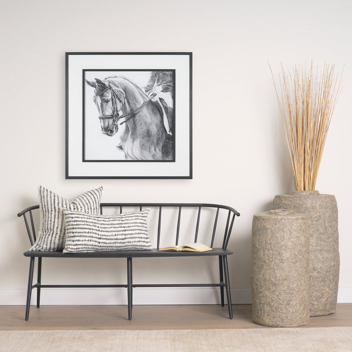 Jenna Cream w/ Black Print Linen Lumbar Decorative Pillow Cover