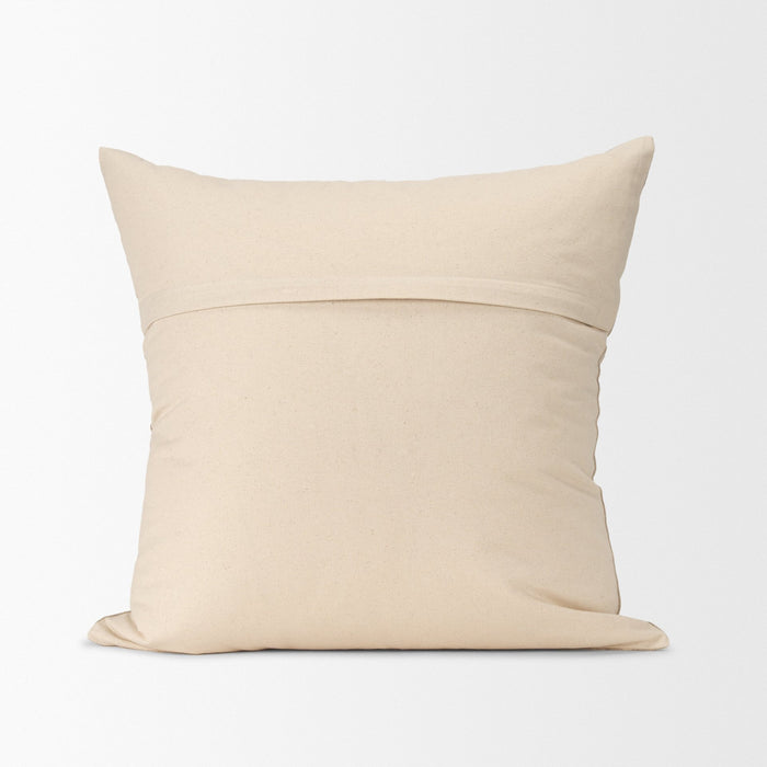 Jensen Beige and Gray Plaid Cotton-Linen Decorative Square Pillow Cover