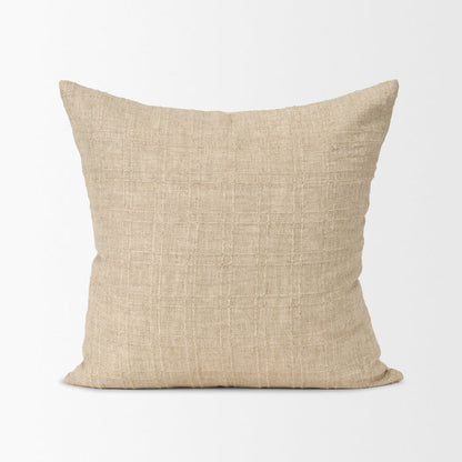 Jeren Beige Checker Textured Cotton-Linen Decorative Square Pillow Cover