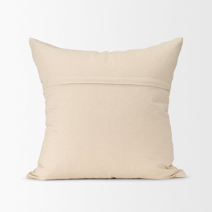 Jeren Beige Checker Textured Cotton-Linen Decorative Square Pillow Cover