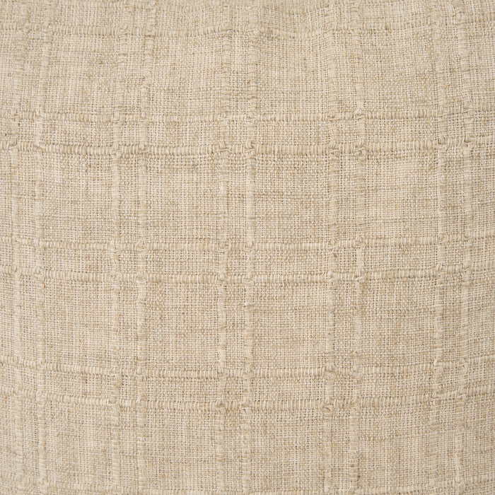 Jeren Beige Checker Textured Cotton-Linen Decorative Square Pillow Cover