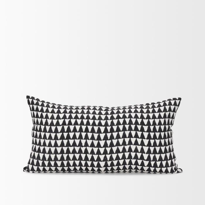 Jolie Cream w/ Black Print Linen Lumbar Decorative Pillow Cover
