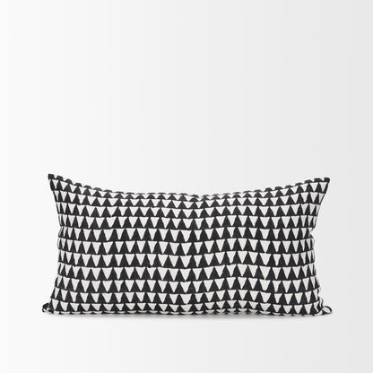 Jolie Cream w/ Black Print Linen Lumbar Decorative Pillow Cover