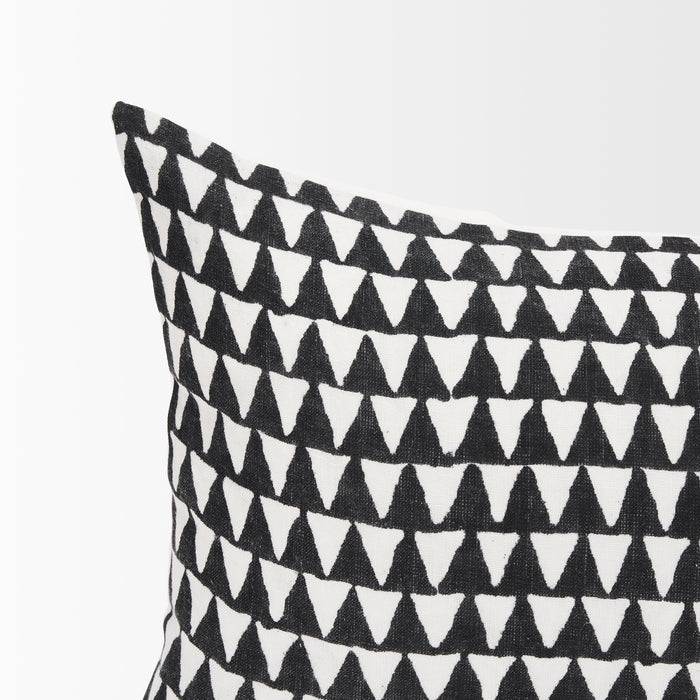 Jolie Cream w/ Black Print Linen Lumbar Decorative Pillow Cover