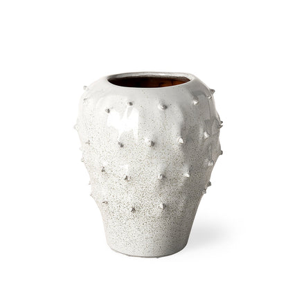 Julian Small Glossy White Ceramic Spoked Vase