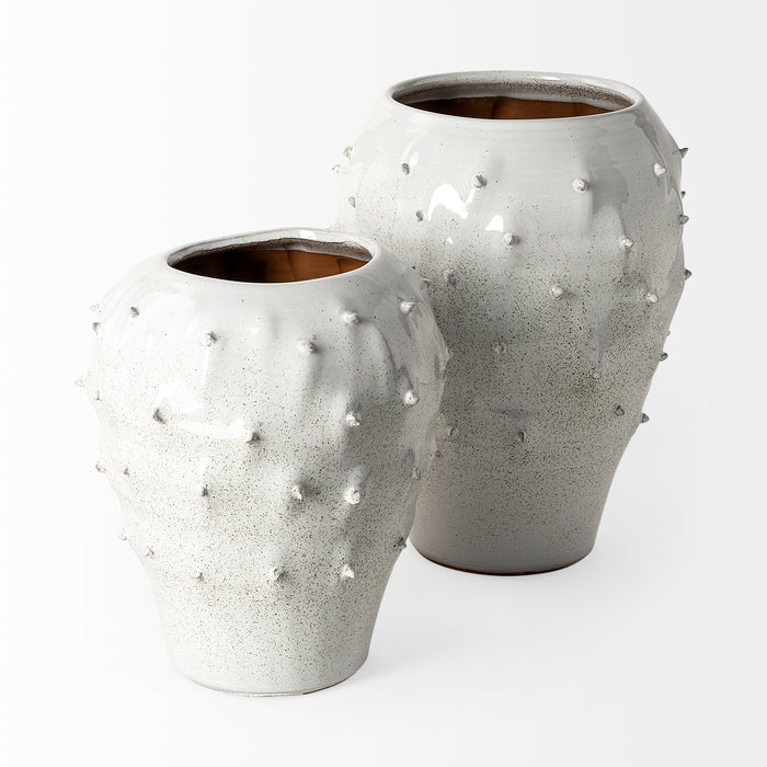 Julian Small Glossy White Ceramic Spoked Vase