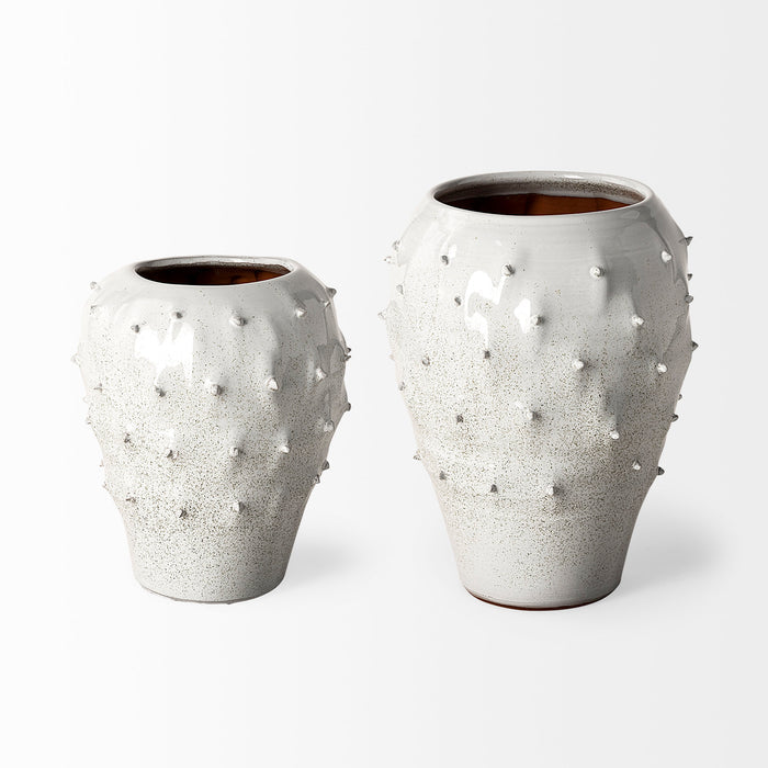 Julian Small Glossy White Ceramic Spoked Vase