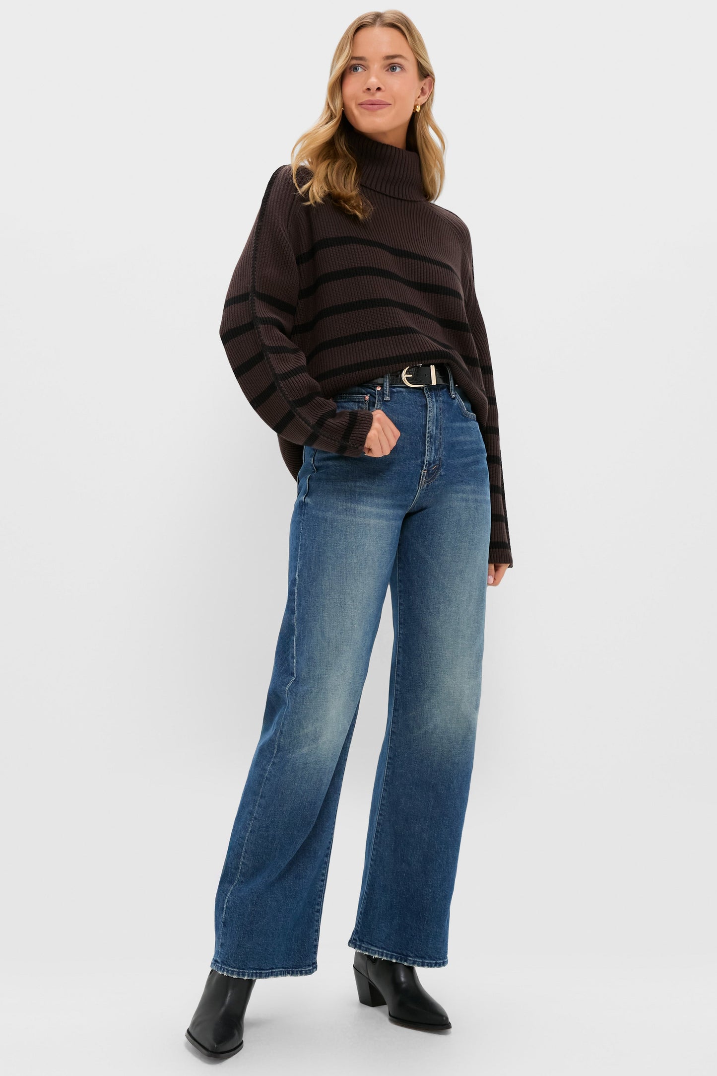 Chocolate & Black Striped Emsley Turtleneck