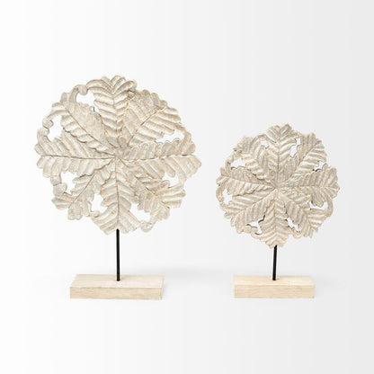 Kamara I (Small) 12L x 4W White Washed Wood W/Antiqued Silver Botanical Decorative Object