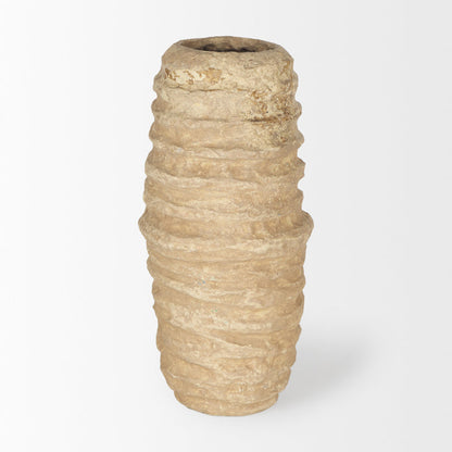 Kamli Small Beige Paper Mache Vase