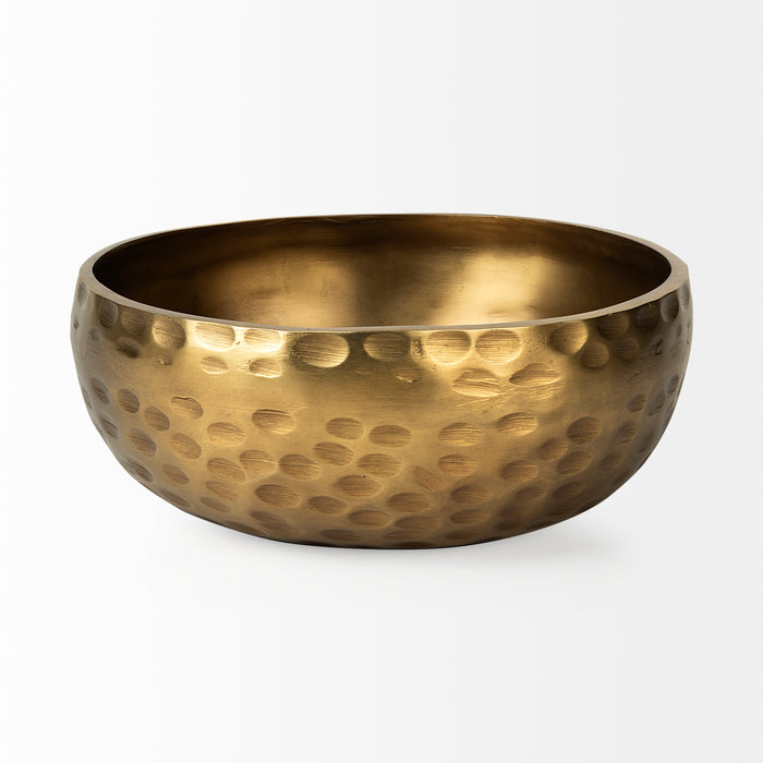 Karmel 12L x 12W Gold Hammered Aluminum Bowl