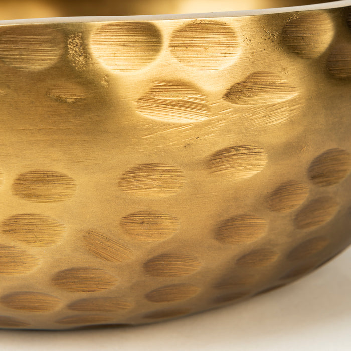 Karmel 12L x 12W Gold Hammered Aluminum Bowl
