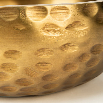 Karmel 12L x 12W Gold Hammered Aluminum Bowl