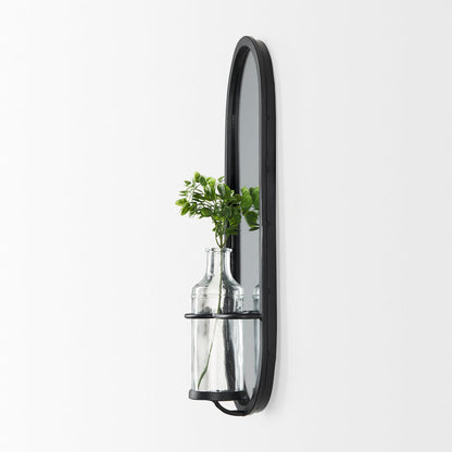 Katherine Wall Mounted Mirror w Glass Bottle for Botanicals or Floral