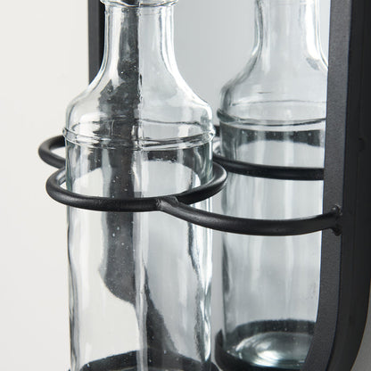 Katherine Wall Mounted Mirror w Glass Bottle for Botanicals or Floral
