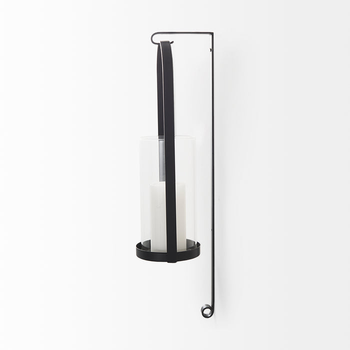 Kero 5.9L x 6.9W x 24.0H Black Metal Wall Candle Holder