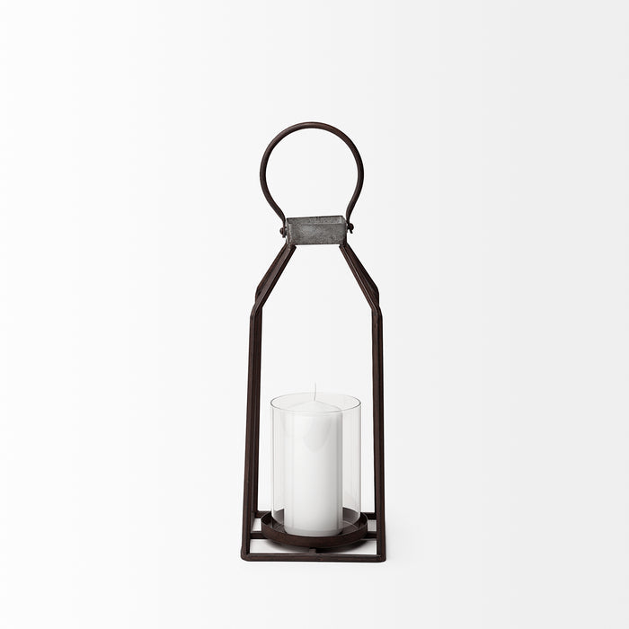 Kingston II Small Rustic Metal Framed Table Candle Holder
