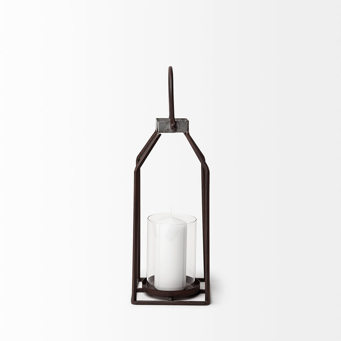 Kingston II Small Rustic Metal Framed Table Candle Holder