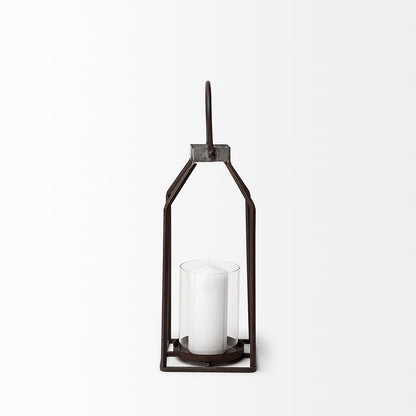 Kingston II Small Rustic Metal Framed Table Candle Holder