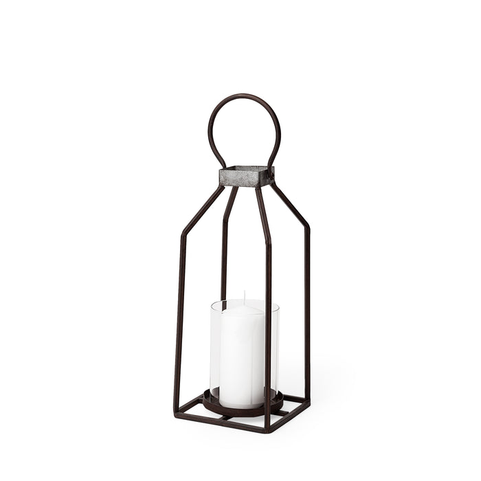 Kingston II Small Rustic Metal Framed Table Candle Holder