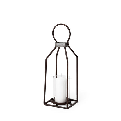 Kingston II Small Rustic Metal Framed Table Candle Holder