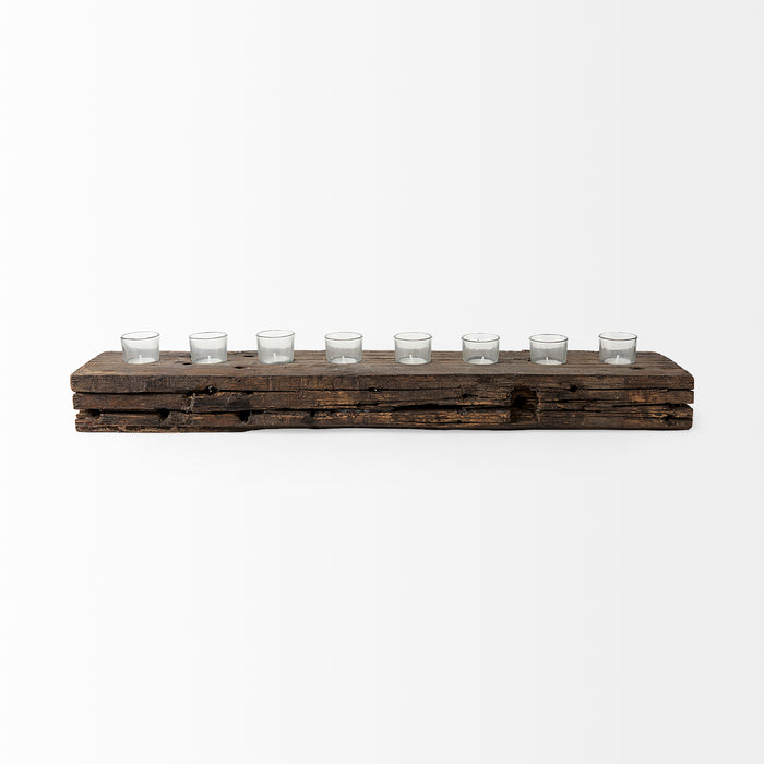 Lakara Reclaimed Wood Eight Tealight Table Candle Holder