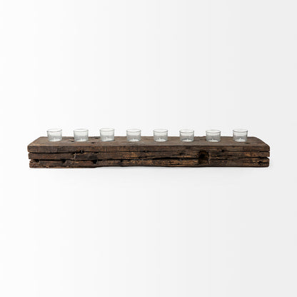 Lakara Reclaimed Wood Eight Tealight Table Candle Holder