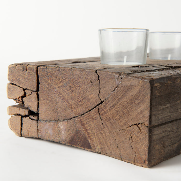 Lakara Reclaimed Wood Eight Tealight Table Candle Holder