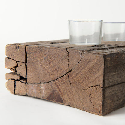 Lakara Reclaimed Wood Eight Tealight Table Candle Holder