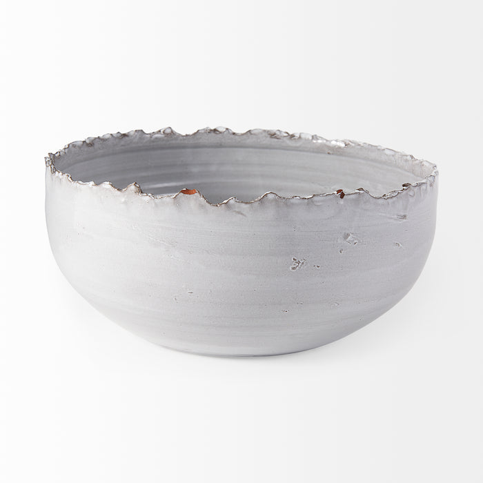 Larsen 13L x 13W White Ceramic Large Decorative Bowl