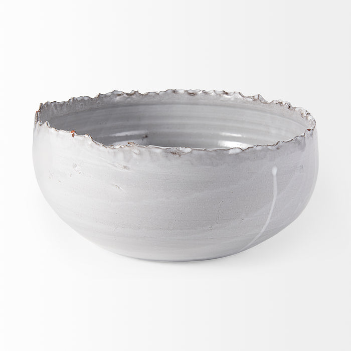 Larsen 13L x 13W White Ceramic Large Decorative Bowl