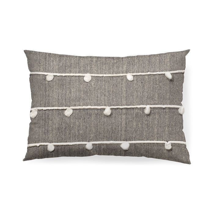 Linda 13 x 21 Navy And Cream With White Detail Decorative Pillow Cover