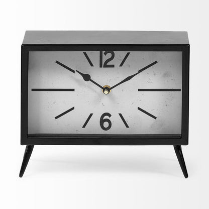 Lita Black Metal Rectangular Table Clock